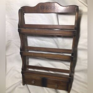 Vintage wooden spice rack with drawers wall mount